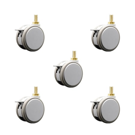 Service Caster 3 Inch MRI Safe Casters with Brakes, 12mm Threaded Stem, Set of 5, SCC, 5PK SCC-TS02S75-TPR-GRY-B-M12X22-MRI-5